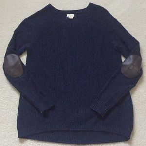 J Crew Waffle Knit Crew Neck Dark Blue Sweater